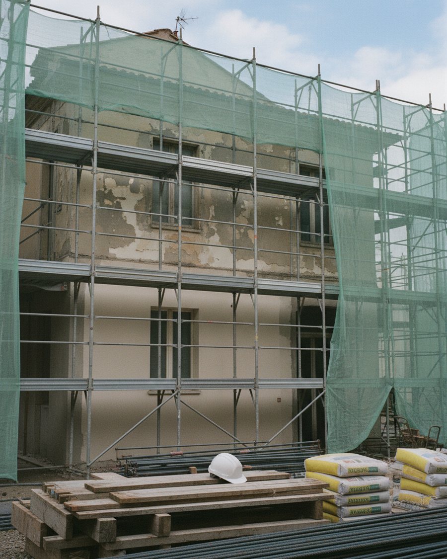 Cantiere edile con ponteggio